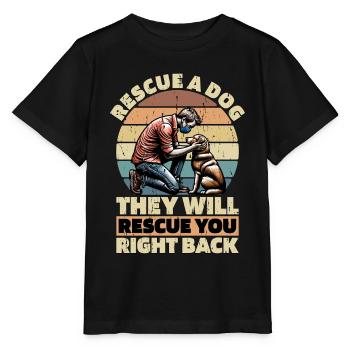 Refuge pour animaux Sauver un chien Ils vont Amoureux des animaux - T-shirt bio MINI CREATOR Stanley/Stella Enfant - noir - Devant - Mikhail (115cm)