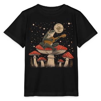 Cottagecore Ästhetische Frosch Spielen Gitarre Pil - Stanley/Stella Kinder T-Shirt MINI CREATOR  - Schwarz - Vorne - Mikhail (115cm)