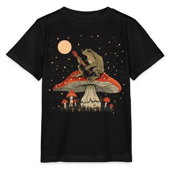 Cottagecore Ästhetische Frosch Spielen Gitarre Pil - Stanley/Stella Kinder T-Shirt MINI CREATOR  - Schwarz - Vorne - Mikhail (115cm)