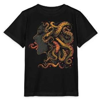 Weirdcore Ästhetischer Oktopus Frau Gesicht Grusel - Stanley/Stella Kinder T-Shirt MINI CREATOR  - Schwarz - Vorne - Mikhail (115cm)