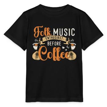 Passionné de musique folklorique avant musicien amateur de café - T-shirt bio MINI CREATOR Stanley/Stella Enfant - noir - Devant - Mikhail (115cm)