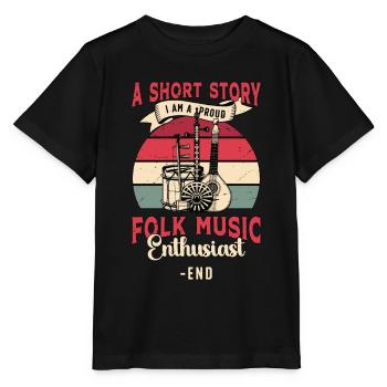 Passionné de musique folklorique Une petite histoire Je suis musicien - T-shirt bio MINI CREATOR Stanley/Stella Enfant - noir - Devant - Mikhail (115cm)