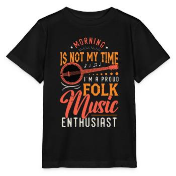 Musique folklorique Le matin n’est pas mon temps Joueur de banjo - T-shirt bio MINI CREATOR Stanley/Stella Enfant - noir - Devant - Mikhail (115cm)