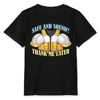 Safety Officer Safe And Sound Thank Safety Manager - Stanley/Stella MINI CREATOR Kids’ T-Shirt - black - Front - Mikhail (115cm)