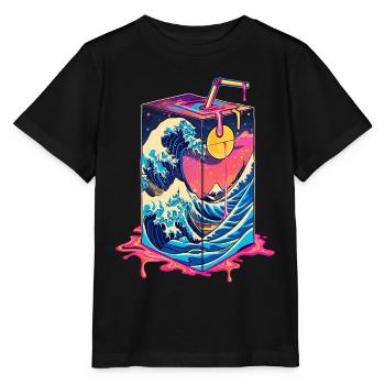 Japanese Milk Carton Kawaii Large Wave of Kana - Stanley/Stella MINI CREATOR Kids’ T-Shirt - black - Front - Mikhail (115cm)
