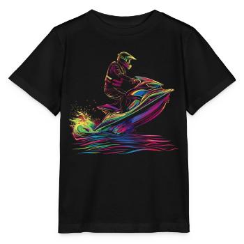 Jet Ski Jet Skiing Jet Skier Popart - T-shirt bio MINI CREATOR Stanley/Stella Enfant - noir - Devant - Mikhail (115cm)