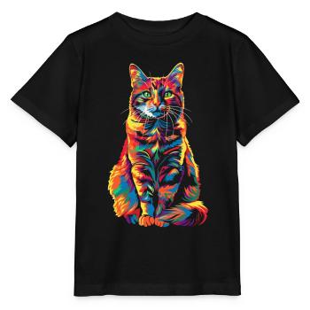 Orange Cat Tabby Cat Popart - Stanley/Stella MINI CREATOR Kids’ T-Shirt - black - Front - Mikhail (115cm)