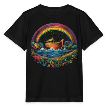 Arche Noah Christlicher Regenbogen Popart - Stanley/Stella Kinder T-Shirt MINI CREATOR  - Schwarz - Vorne - Mikhail (115cm)