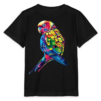Perruche, Perruche, Perruche, Perroquet, Popart - T-shirt bio MINI CREATOR Stanley/Stella Enfant - noir - Devant - Mikhail (115cm)