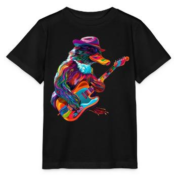 Schnabeltier Säugetier Gitarre Cowboyhut Popart - Stanley/Stella Kinder T-Shirt MINI CREATOR  - Schwarz - Vorne - Mikhail (115cm)