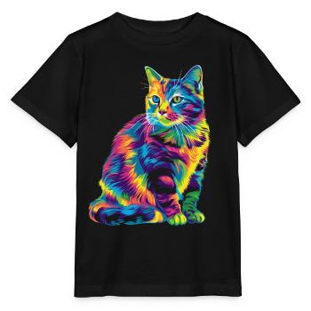 Tabby Cat Orange Cat Popart - Stanley/Stella MINI CREATOR Kids’ T-Shirt - black - Front - Mikhail (115cm)
