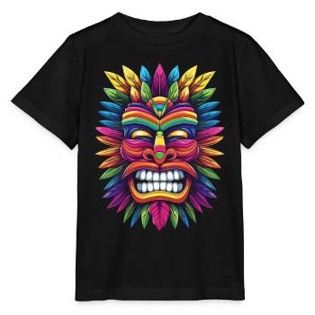 Tiki Luau Hawaii Tiki Mask Popart - T-shirt bio MINI CREATOR Stanley/Stella Enfant - noir - Devant - Mikhail (115cm)