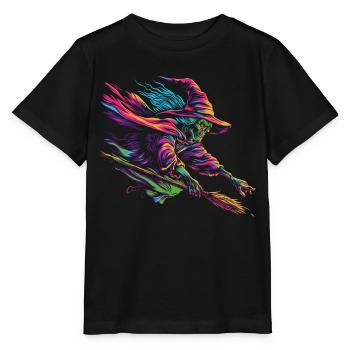 Hexenbesen Halloween Spooky Popart - Stanley/Stella Kinder T-Shirt MINI CREATOR  - Schwarz - Vorne - Mikhail (115cm)