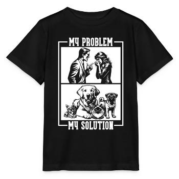 Refuge pour animaux Mon problème Mon pictogramme Maman Papa - T-shirt bio MINI CREATOR Stanley/Stella Enfant - noir - Devant - Mikhail (115cm)