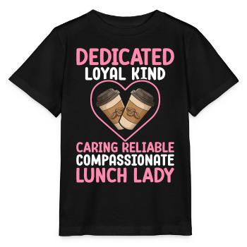 Cafeteria employee Dedicated, loyal, friend - Stanley/Stella MINI CREATOR Kids’ T-Shirt - black - Front - Mikhail (115cm)