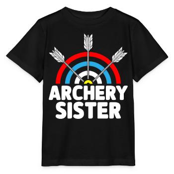 Bogenschießen Schwester Bogenschütze Bogen und Pfe - Stanley/Stella Kinder T-Shirt MINI CREATOR  - Schwarz - Vorne - Mikhail (115cm)
