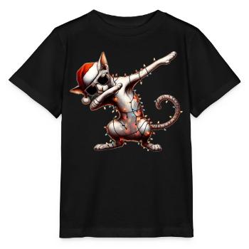 Tupfende Orientalisch Kurzhaar Katze Sonnenbrille - Stanley/Stella Kinder T-Shirt MINI CREATOR  - Schwarz - Vorne - Mikhail (115cm)
