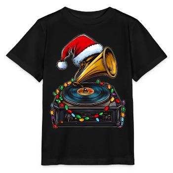 Gramophone Vintage Vinyle Platine Noël - T-shirt bio MINI CREATOR Stanley/Stella Enfant - noir - Devant - Mikhail (115cm)