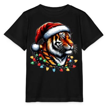 Chapeau de Noël Lion Tigre du Bengale Noël - T-shirt bio MINI CREATOR Stanley/Stella Enfant - noir - Devant - Mikhail (115cm)