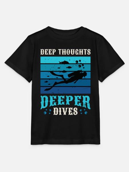 Scuba Diving Deep Thoughts Deeper Dives Snorkeler - Stanley/Stella T-shirt MINI CREATOR til børn - sort