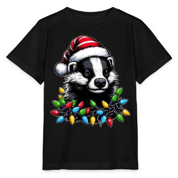 Miel Badger Ratel Chapeau de Noël - T-shirt bio MINI CREATOR Stanley/Stella Enfant - noir - Devant - Mikhail (115cm)