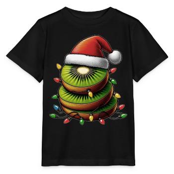Kiwi Fruit Weihnachtsmütze Xmas - Stanley/Stella Kinder T-Shirt MINI CREATOR  - Schwarz - Vorne - Mikhail (115cm)