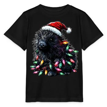 Stachelschwein Demokraten Weihnachtsmütze Xmas - Stanley/Stella Kinder T-Shirt MINI CREATOR  - Schwarz - Vorne - Mikhail (115cm)