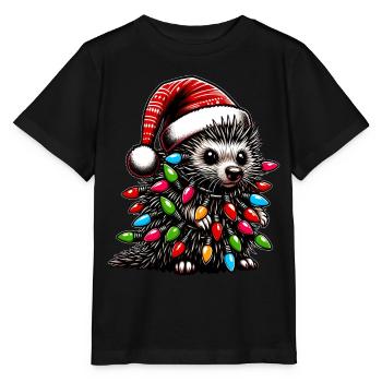 Stachelschwein Demokraten Weihnachtsmütze Xmas - Stanley/Stella Kinder T-Shirt MINI CREATOR  - Schwarz - Vorne - Mikhail (115cm)