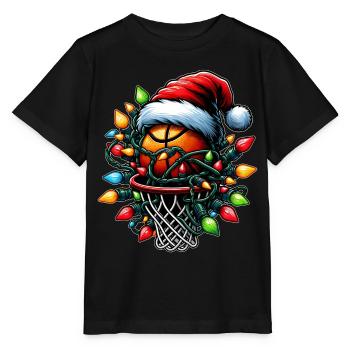 Basketball Streetball Christmas Hat Xmas - Stanley/Stella MINI CREATOR Kids’ T-Shirt - black - Front - Mikhail (115cm)