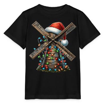 Windmühle Windkraft Weihnachtsmütze Xmas - Stanley/Stella Kinder T-Shirt MINI CREATOR  - Schwarz - Vorne - Mikhail (115cm)