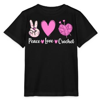 crochet tricot crochet crochet paix amour crochet - T-shirt bio MINI CREATOR Stanley/Stella Enfant - noir - Devant - Mikhail (115cm)