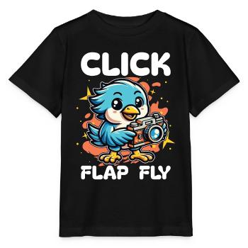 Bird Photography Click Flap Fly Ornithologist - Stanley/Stella MINI CREATOR Kids’ T-Shirt - black - Front - Mikhail (115cm)