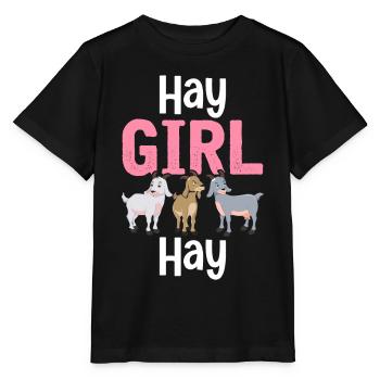 Heumädchen Heu Ziegenmädchen Liebe Ziegen Landwirt - Stanley/Stella Kinder T-Shirt MINI CREATOR  - Schwarz - Vorne - Mikhail (115cm)