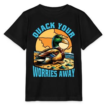 Canard colvert Coin-coin Vos soucis Loin Chasse au canard - T-shirt bio MINI CREATOR Stanley/Stella Enfant - noir - Devant - Mikhail (115cm)