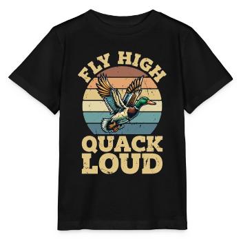 Mallard Duck Fly High Quack Loud Retro Water Bird - Stanley/Stella MINI CREATOR Kids’ T-Shirt - black - Front - Mikhail (115cm)