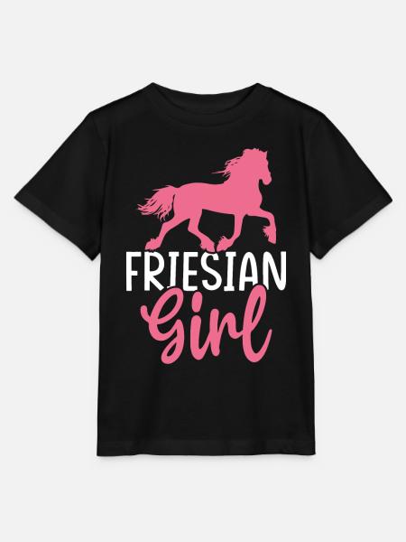 Friesenmädchen Reiterin Mädchen Pferd Reiten - Stanley/Stella Kinder T-Shirt MINI CREATOR - Schwarz