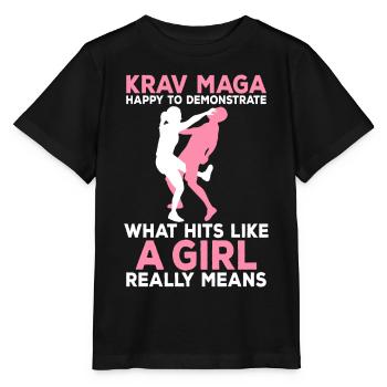 Krav Maga demonstrieren Hits wie ein Mädchen Krav - Stanley/Stella Kinder T-Shirt MINI CREATOR  - Schwarz - Vorne - Mikhail (115cm)