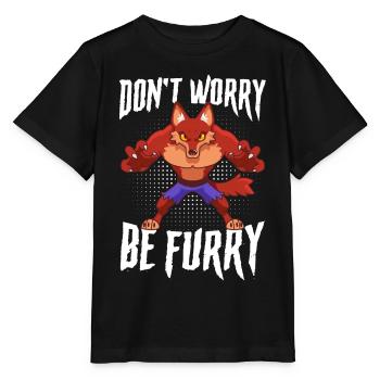 Furry Fandom Furries Fursona Don't Worry Be Furry - Stanley/Stella MINI CREATOR Kids’ T-Shirt - black - Front - Mikhail (115cm)