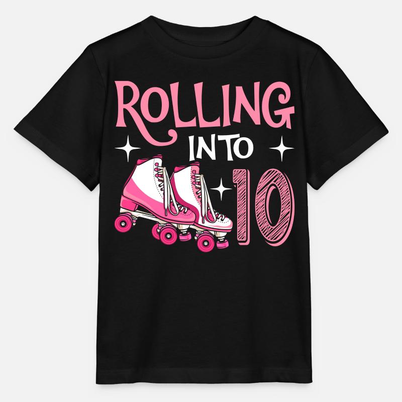Rolling Into 10 10 Year Old Birthday Scooter - Stanley/Stella MINI CREATOR Kids’ T-Shirt - black