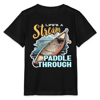 Canoë La vie est un ruisseau Paddle Through Paddle - T-shirt bio MINI CREATOR Stanley/Stella Enfant - noir - Devant - Mikhail (115cm)