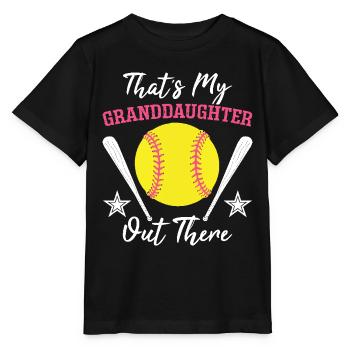 Softball Das ist meine Enkelin da draußen - Stanley/Stella Kinder T-Shirt MINI CREATOR  - Schwarz - Vorne - Mikhail (115cm)
