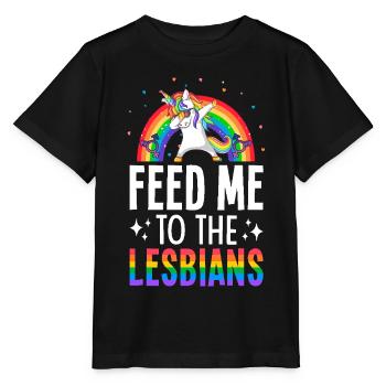Nourris-moi aux lesbiennes Fierté lesbienne LGBTQ - T-shirt bio MINI CREATOR Stanley/Stella Enfant - noir - Devant - Mikhail (115cm)