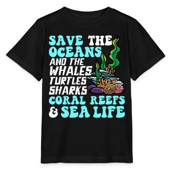 Sauvez les océans, les récifs coralliens, la vie marine - T-shirt bio MINI CREATOR Stanley/Stella Enfant - noir - Devant - Mikhail (115cm)
