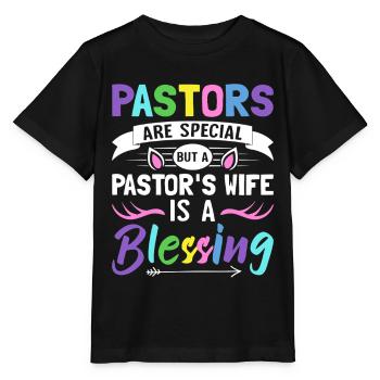 Die Frau eines Pastors ist ein Segen Kirchenführer - Stanley/Stella Kinder T-Shirt MINI CREATOR  - Schwarz - Vorne - Mikhail (115cm)