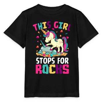 Girl Stops For Rocks Rock Collector Geologist - Stanley/Stella MINI CREATOR Kids’ T-Shirt - black - Front - Mikhail (115cm)
