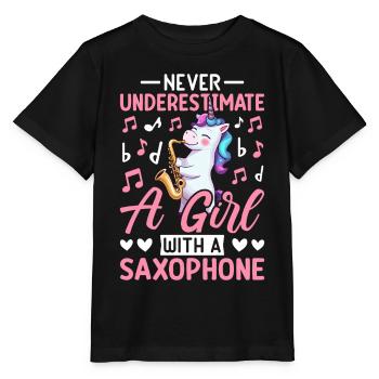 Une fille avec une saxophoniste saxophoniste - T-shirt bio MINI CREATOR Stanley/Stella Enfant - noir - Devant - Mikhail (115cm)
