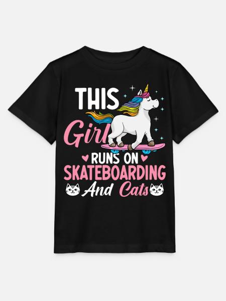 Skateboarden en katten vrouwelijke skateboarders - Stanley/Stella Kinder-T-shirt MINI CREATOR  - zwart