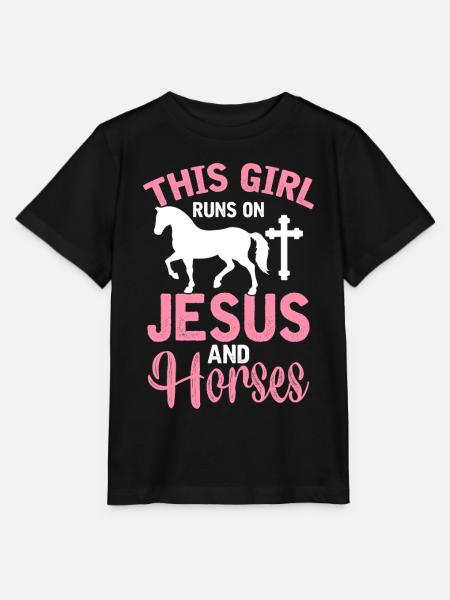 Christian Horse Girl This Girl Runs On Jesus And - Stanley/Stella Kinder T-Shirt MINI CREATOR  - Schwarz