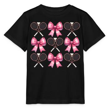 Coquette Bow Raquette de Badminton Rose - T-shirt bio MINI CREATOR Stanley/Stella Enfant - noir - Devant - Mikhail (115cm)