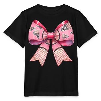 Coquette Bow Ribbon Raquette de Badminton - T-shirt bio MINI CREATOR Stanley/Stella Enfant - noir - Devant - Mikhail (115cm)